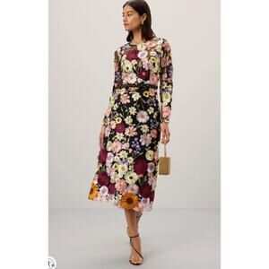 Ieena for Mac Duggal High Neck Floral Embellished A-Line Dress Size 8